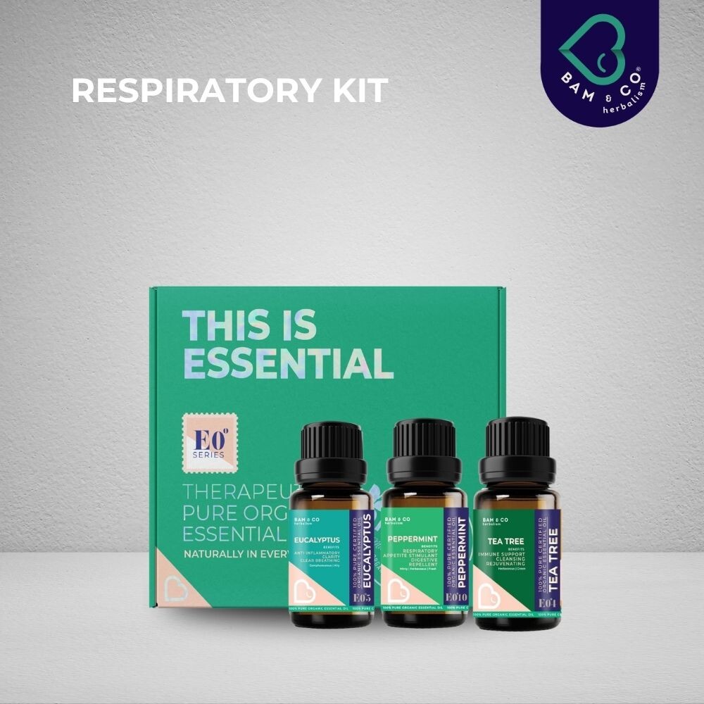 BAM & CO Respiratory Kit Organic Essential Oil – 3 Types of Oil 5ml / 10ml